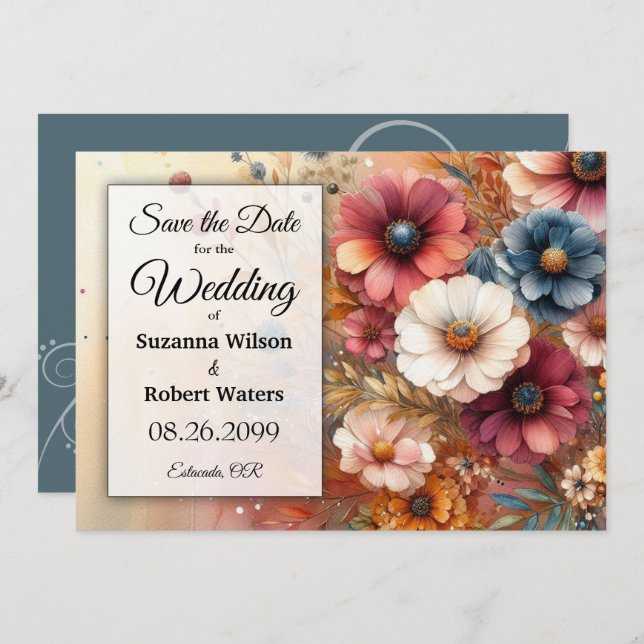 Harvest Petals och Payed Himmel Inbjudningar (Fram/baksida)