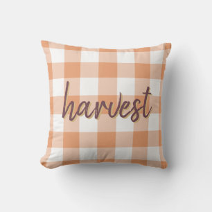 Harvest Pumpkin Orange Gingham Check Mönster Kudde