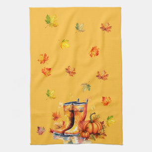 Harvest Pumpkin Patch - Fall Rain Boots Kökshandduk