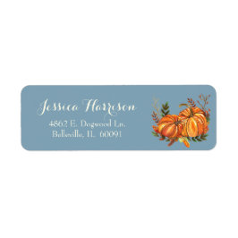 Harvest Pumpkins Lövs Blue Returadress Etikett