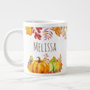 Harvest Pumpkins och Höst löv Gräns Jumbo Mugg