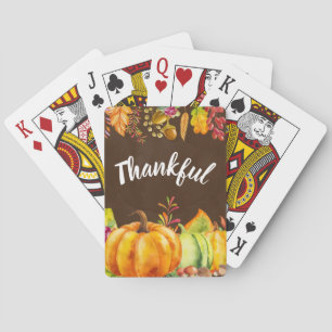 Harvest Pumpkins och Höst löv Gräns Thankful Casinokort