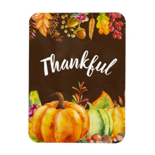 Harvest Pumpkins och Höst löv Gräns Thankful Magnet