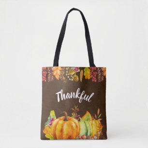 Harvest Pumpkins och Höst löv Gräns Thankful Tygkasse