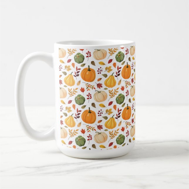 Harvest Pumpkins och Höst löv Mönster Kaffemugg (Vänster)