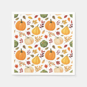Harvest Pumpkins och Höst löv Mönster Pappersservett