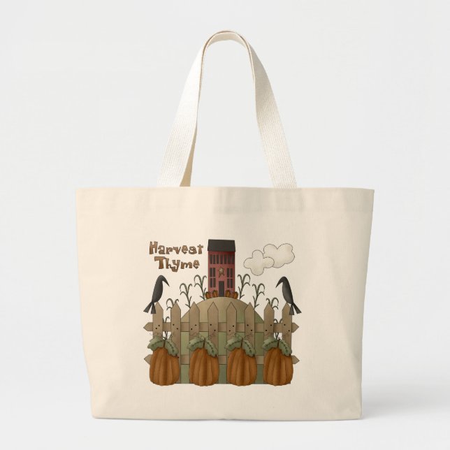 ’Harvest Thyme’ Autumn Tote Bag Jumbo Tygkasse (Framsidan)
