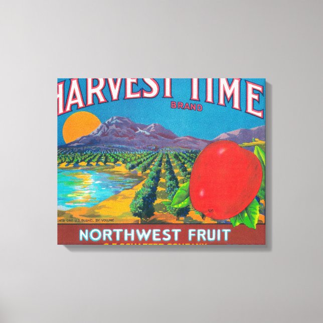 Harvest Time Apple Label - Yakima, WA Canvastryck (Framsida)