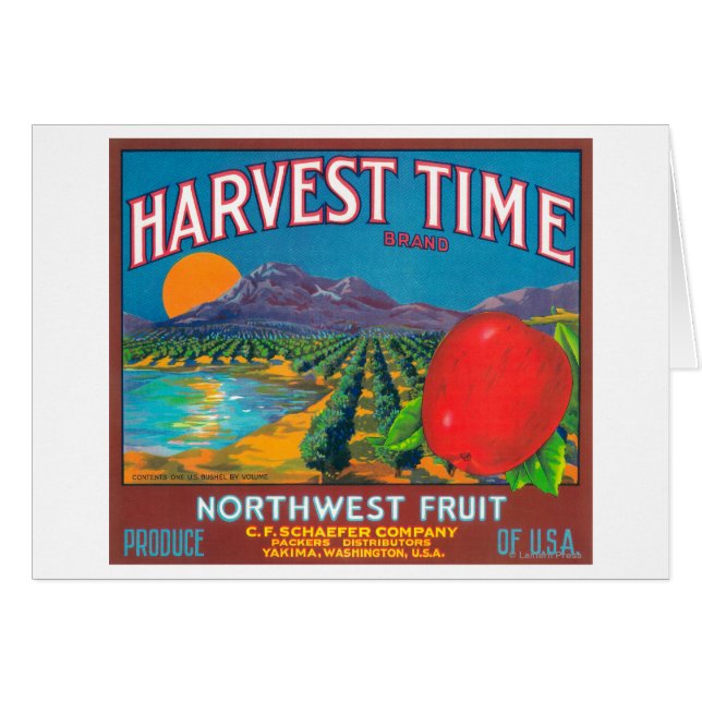Harvest Time Apple Label - Yakima, WA Hälsningskort (Framsidan Horizontal)