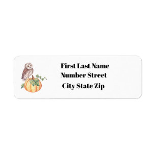Harvest Uggla och Pumpkin Address Label Returadress Etikett