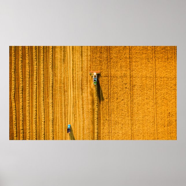 Harvester maskin arbetar i fält. Kombinationshandd Poster (Framsidan)