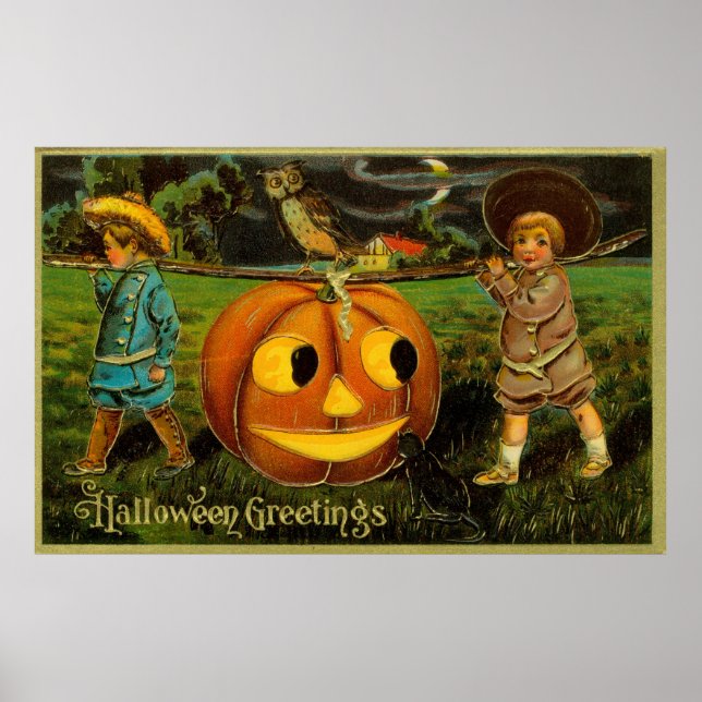 Harvesting Pumpkin for Halloween Jack-o-Lantern Poster (Framsidan)