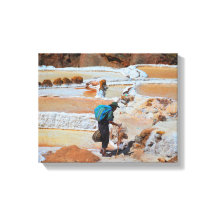 Harvesting Salt i Maras, Peru