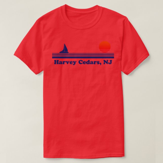 Harvey Cedars NJ Sailboat Sunrise T Shirt (Design framsida)
