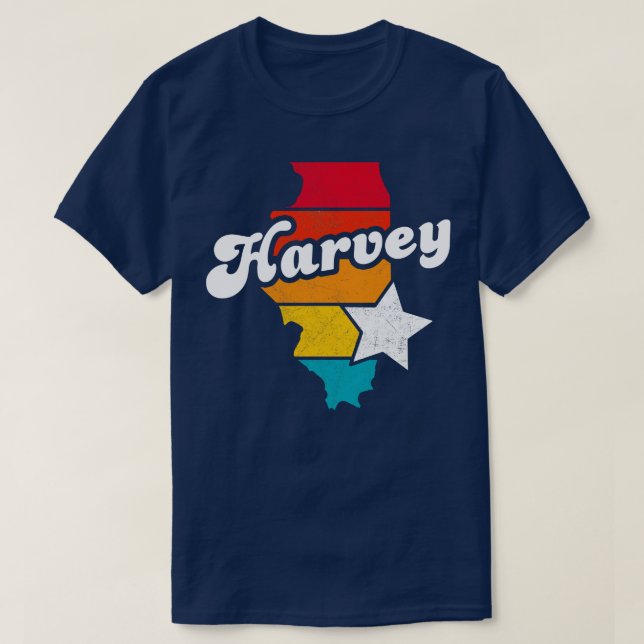 Harvey Illinois Vintage Distress Souvenir 2 T Shirt (Design framsida)