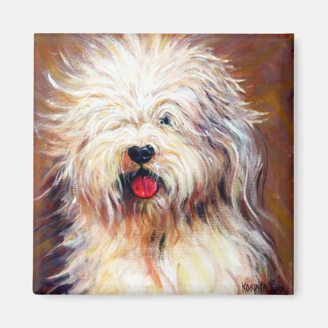 Harvey - Old English Sheep Hund Magnet (Framsidan)