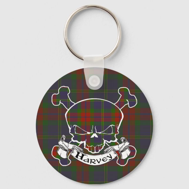 Harvey Tartan Skull Keychain Nyckelring (Framsida)