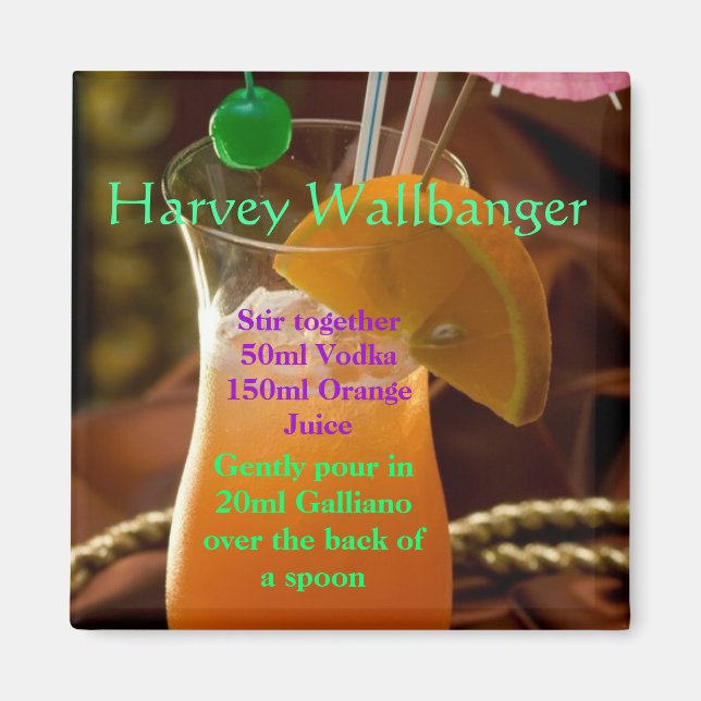 Harvey Wallbanger Cocktail Magnet (Framsidan)