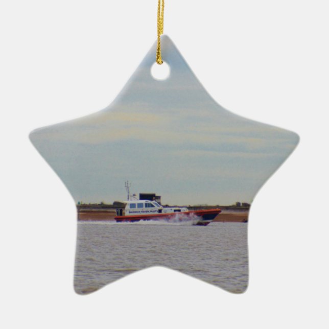 Harwich Haven lotsbåt Julgransprydnad Keramik (Framsidan)
