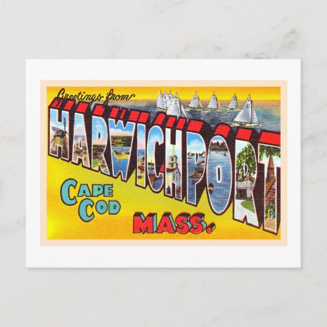 Harwichport Cape Cod Massachusetts MA gammal postk Vykort (Framsida)