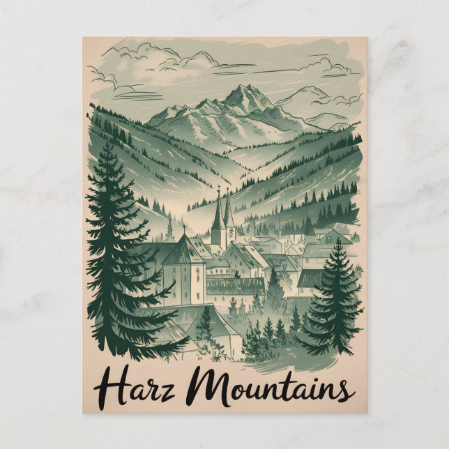 Harz Mountains Tyskland vintage Vykort (Framsida)