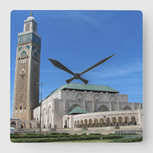 Hasan II-moskén i Casablanca, Marocko Fyrkantig Klocka