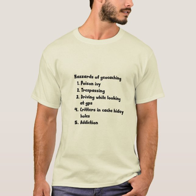 Hasards av geocaching tee (Framsida)