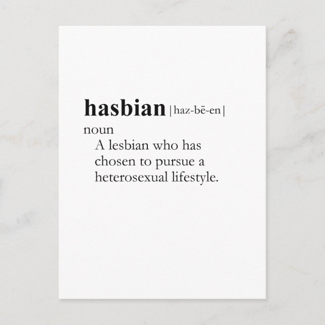 HASBIAN (definition) Vykort (Framsida)