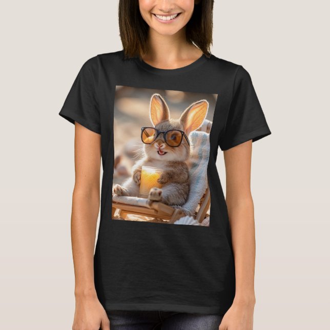 Hase in der Sonne mit Urlaubsfeeling T Shirt (Framsida)