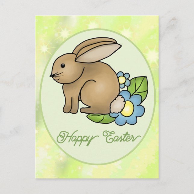 Hase mit Blumen  postkarte Vykort (Framsida)