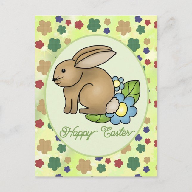 Hase mit Blumen  postkarte Vykort (Framsida)