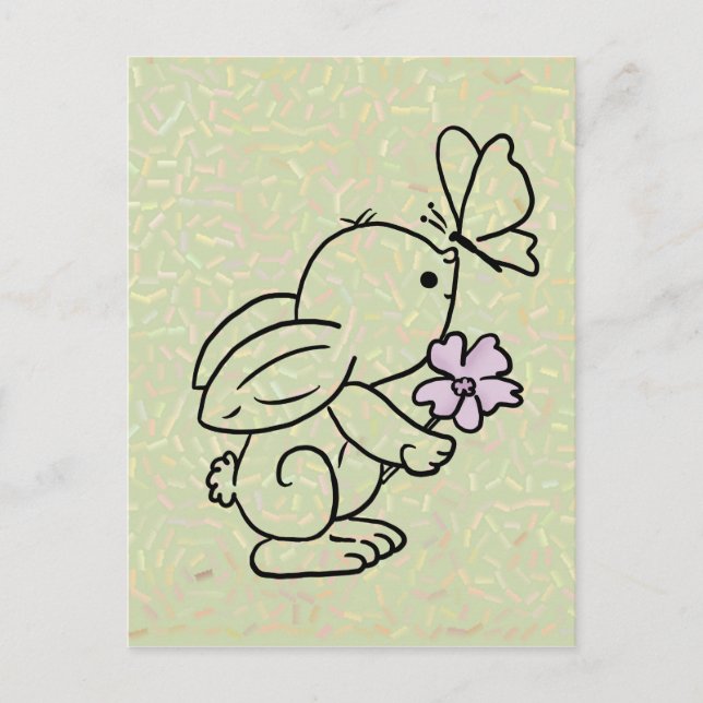 Hase mit Schmetterling Vykort (Framsida)