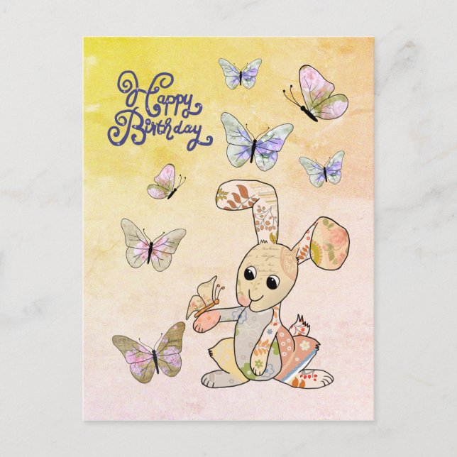 Hase und Schmetterlinge Vykort (Framsida)