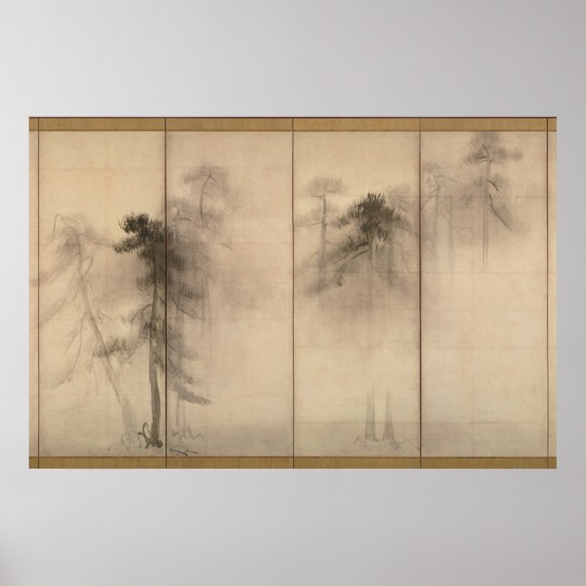 Hasegawa Tohaku Gräs Träd 16:e fiket japanska Poster (Framsidan)