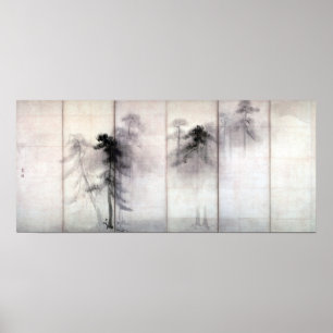 Hasegawa Tõhaku Gräs Träd Poster