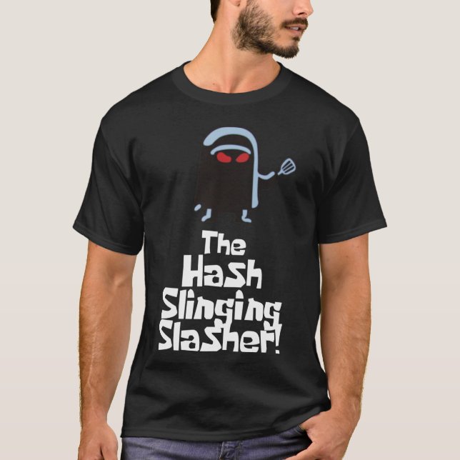 Hash Slinging Slasher! (vit text) Essential  T Shirt (Framsida)