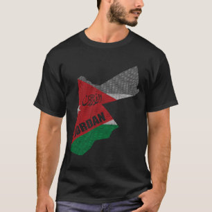 Hashemitiska konungariket Jordanien Flagga Karta o T Shirt