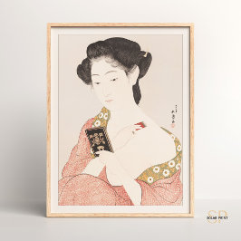 Hashiguchi Goyo Woman Applies Makeup Japanska Poster