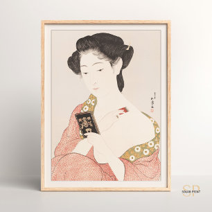 Hashiguchi Goyo Woman Applies Makeup Japanska Poster