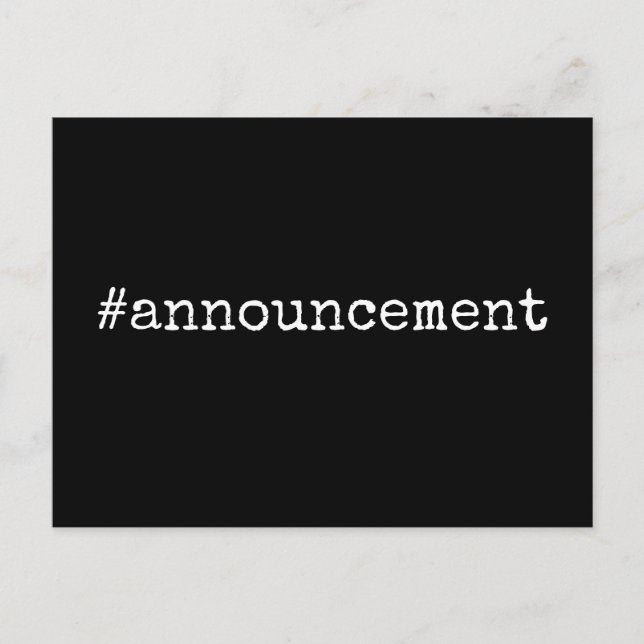 Hashtag Announcement Postponed Bröllop på Black Vykort (Framsida)