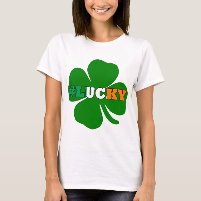 Hashtag feck text Irish St Patricks T-shirt (Framsida)