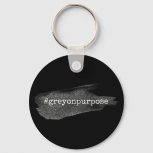 Hashtag-Grått på Purpose Silver Glitter Brushstrok Nyckelring