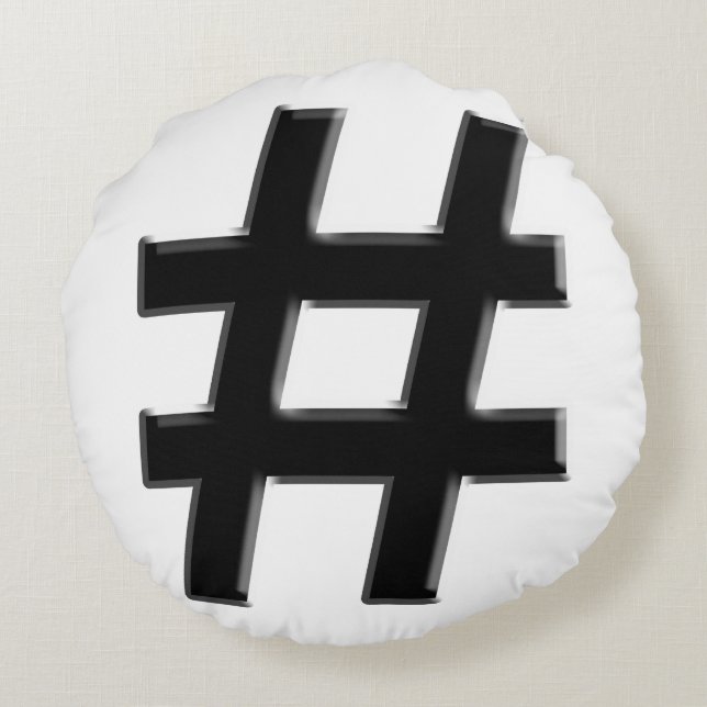 #HASHTAG - Hash Märkre Symbol Rund Kudde (Baksidan)