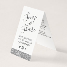 Hashtag-kort för silver Glitter Bröllopsfest Kort