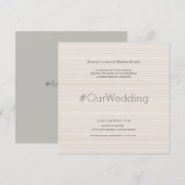 Hashtag modern elegant  grått rand bröllop inbjudningar