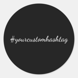 Hashtag Modern Skript Trendig Svart Design Runt Klistermärke