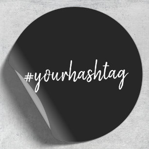Hashtag   Modern Trendig Black Runt Klistermärke