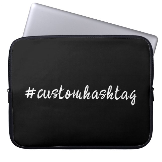 Hashtag Modernt Skript Trendig Svart Designstil Laptop Fodral (Framsidan)