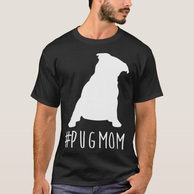 Hashtag Mops Pappa  mopsmamma T Shirt (Framsida)