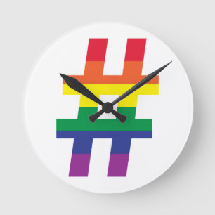 Hashtag Rainbow Flagga Rund Klocka
